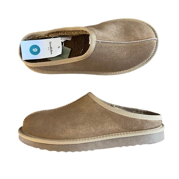 GOODFELLOW & CO Men's Cruz Genuine Suede Clog Slippers Brown 9 - Picture 1 of 2